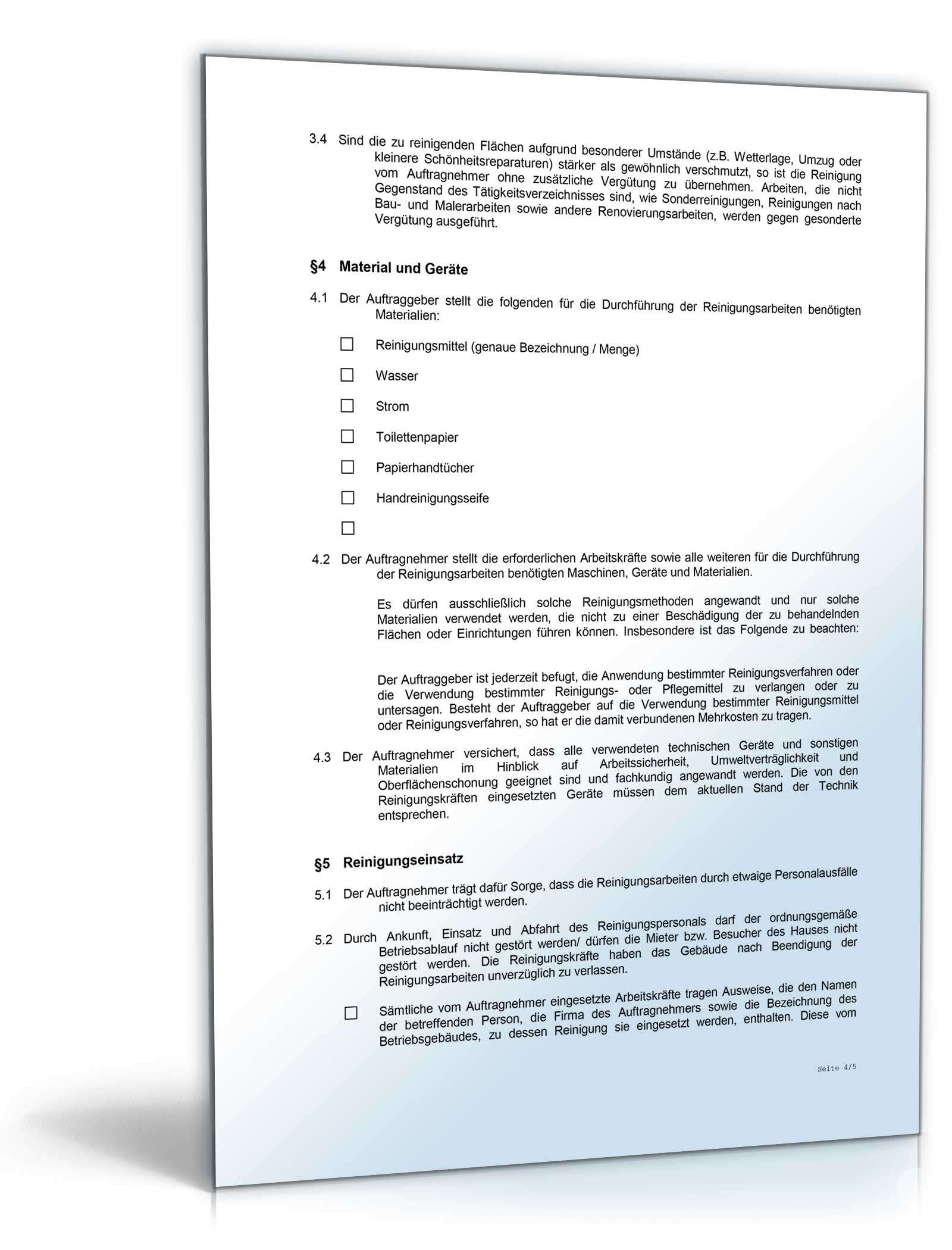 Reinigungsvertrag Word. Seite: 4