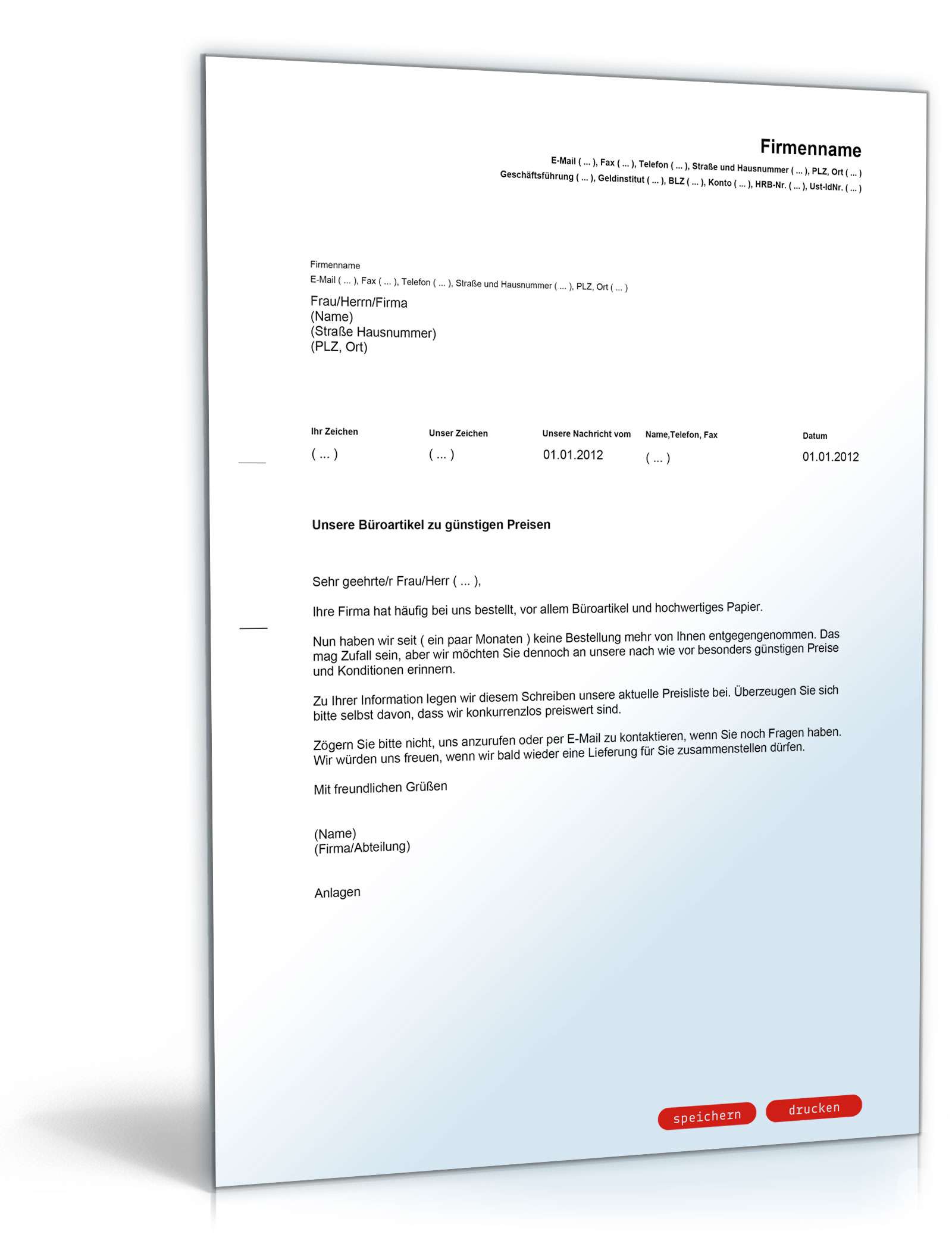 Werbebrief für Büroartikel PDF