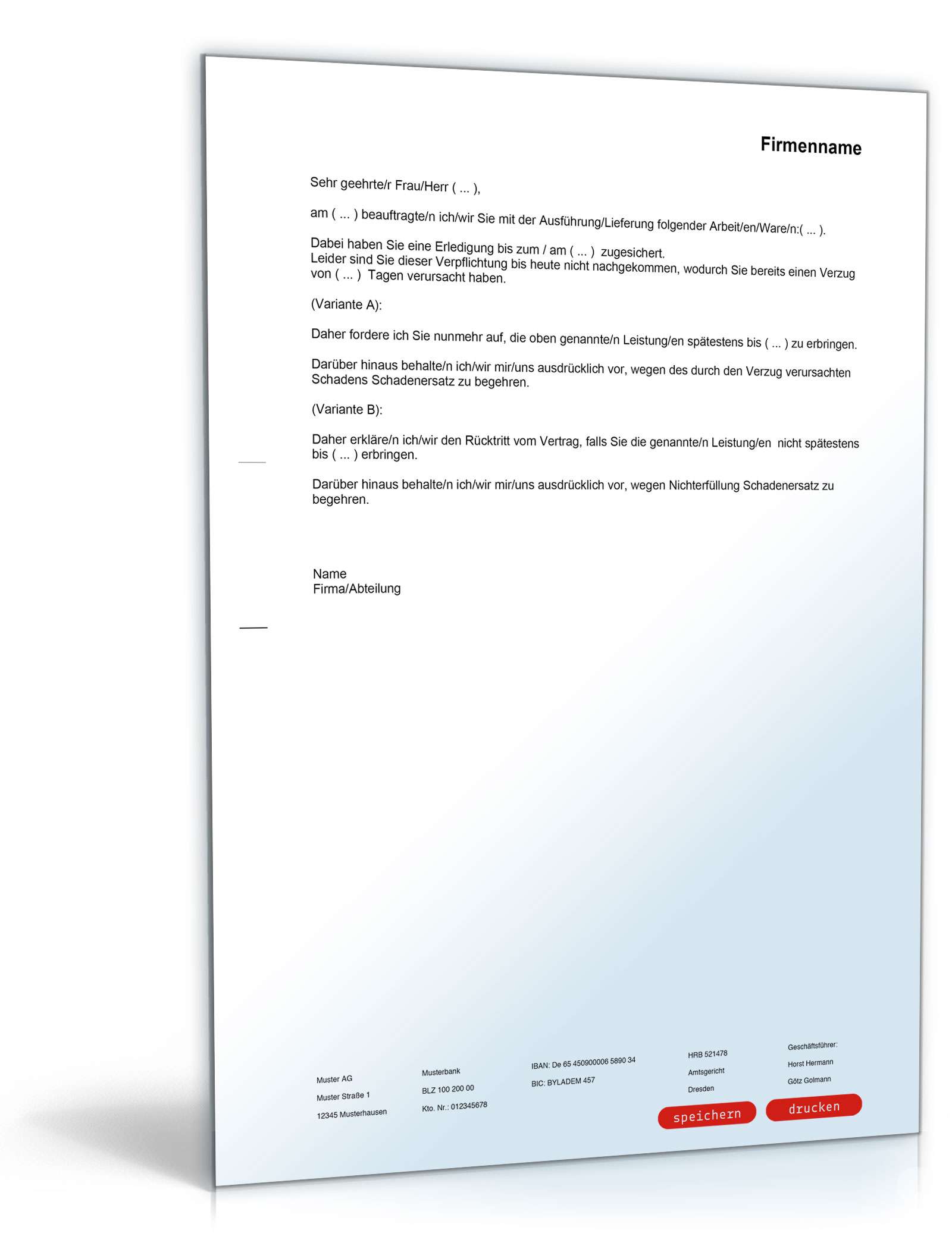 Fristsetzung bei Verzug einer Lieferung oder Dienstleistung PDF. Seite: 2