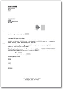 2. Mahnung mit Berechnung von Verzugszinsen Word