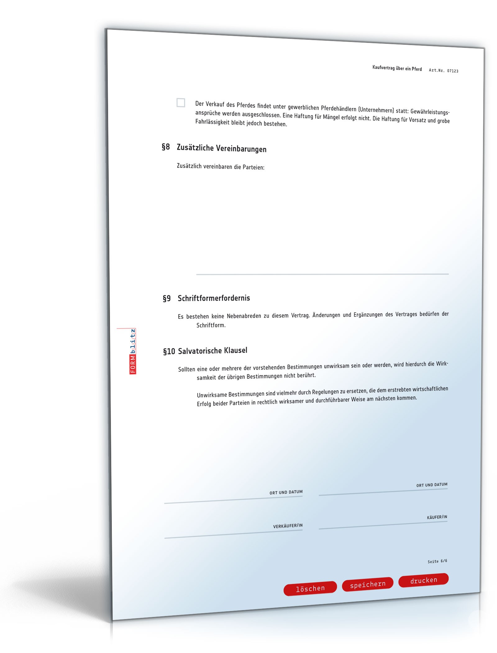 Kaufvertrag über ein Pferd PDF. Seite: 6