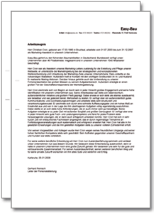 Dienstzeugnis-Paket (Marketing-Assistentin/in) Excel