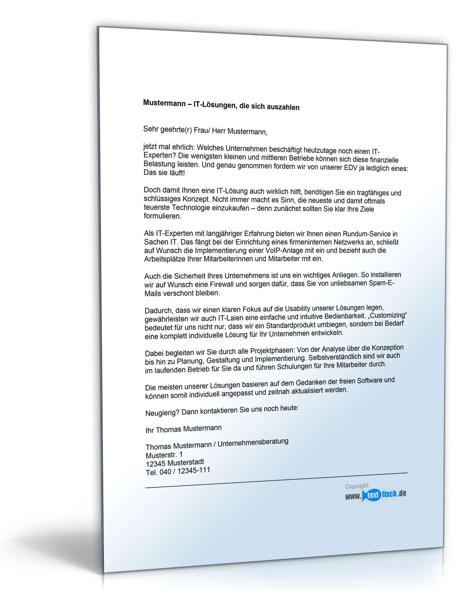 Werbebrief für einen IT-Consultant