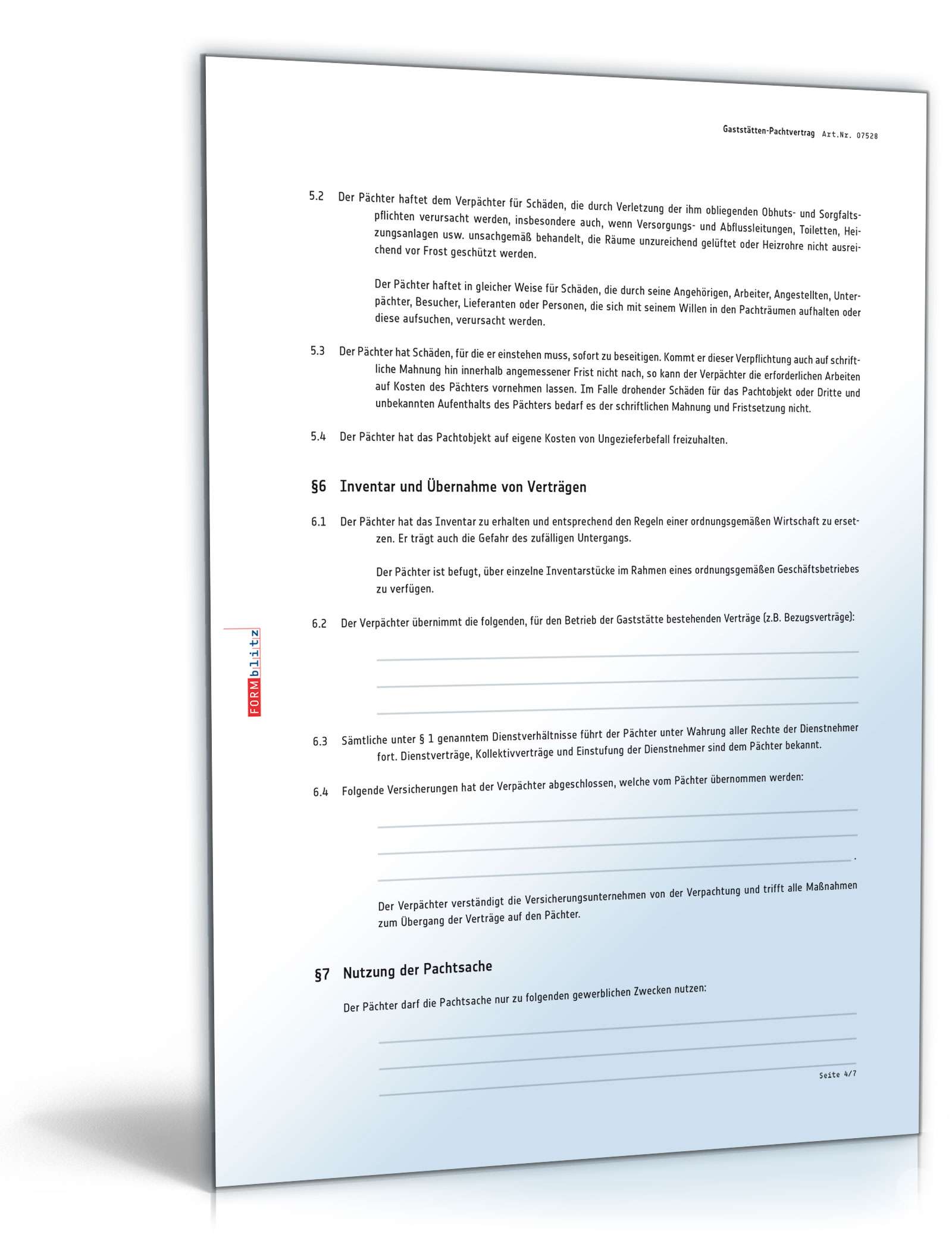 Gaststättenpachtvertrag PDF. Seite: 4