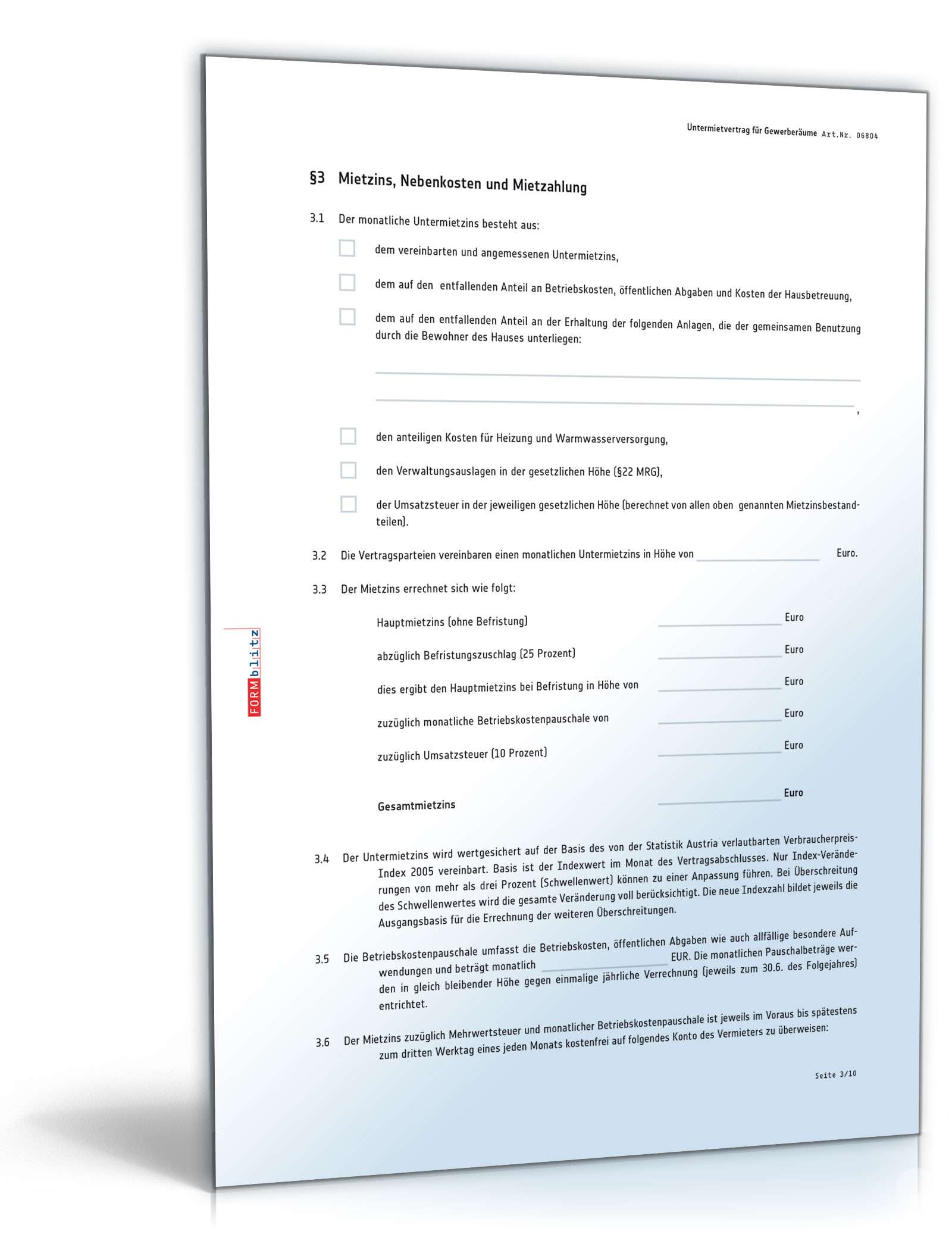 Untermietvertrag für Gewerberäume PDF. Seite: 3