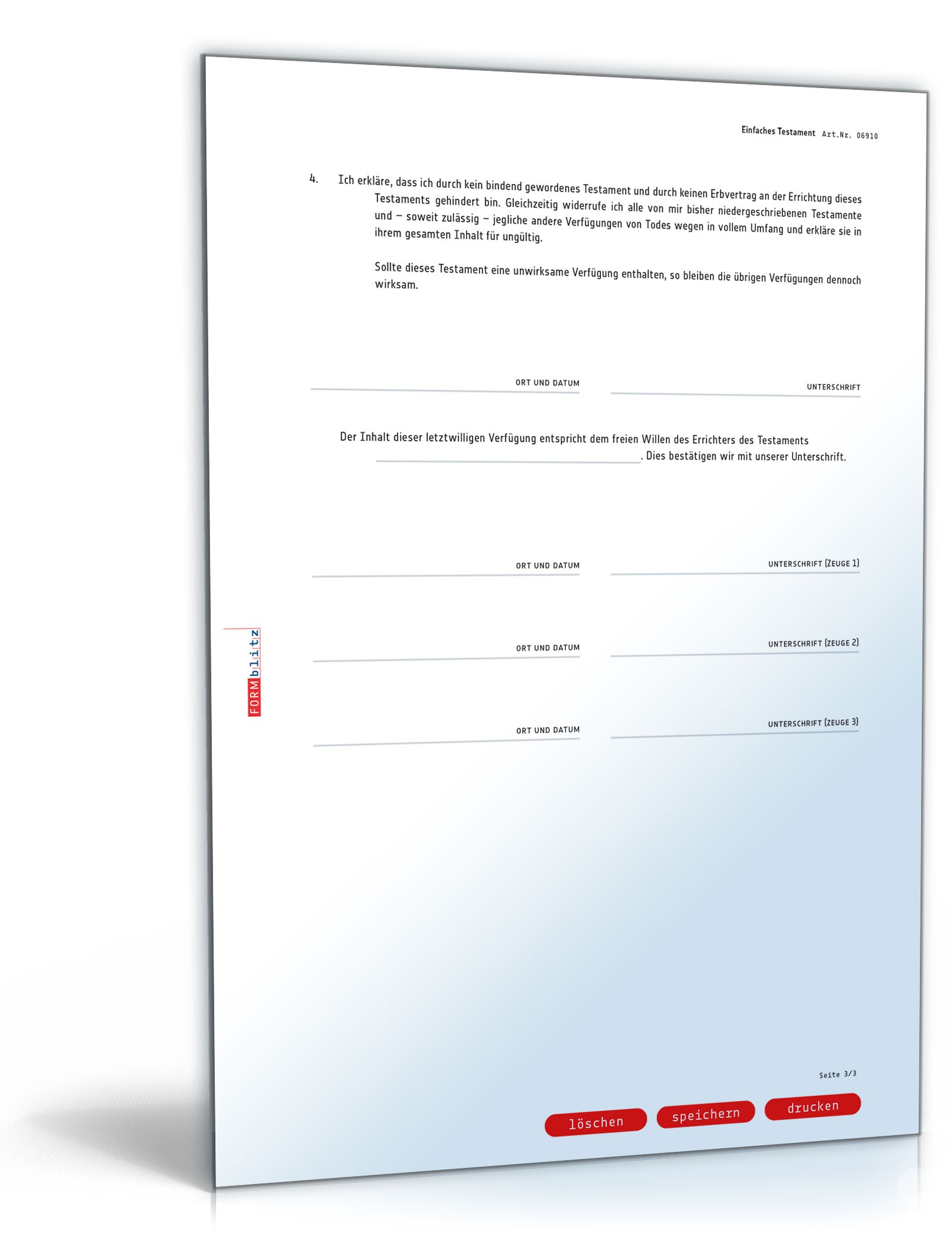 Einfaches Testament PDF. Seite: 3