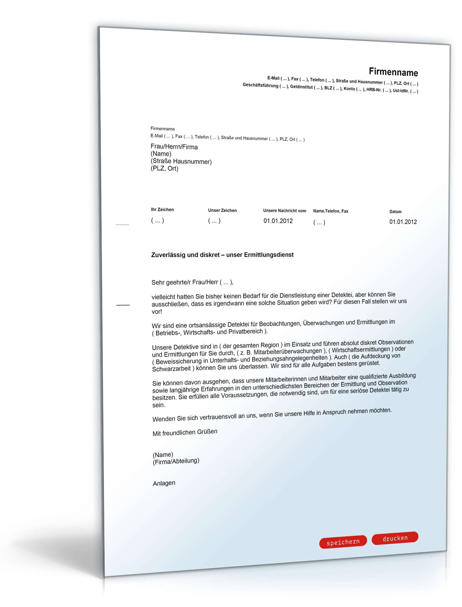 Werbebrief für eine Detektei PDF