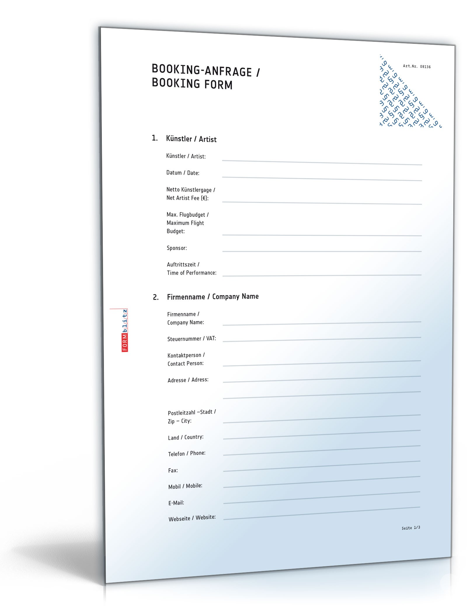 Booking-Anfrage (deutsch/englisch) PDF