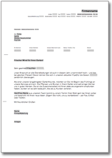 Werbebrief für Gartenpflege Word