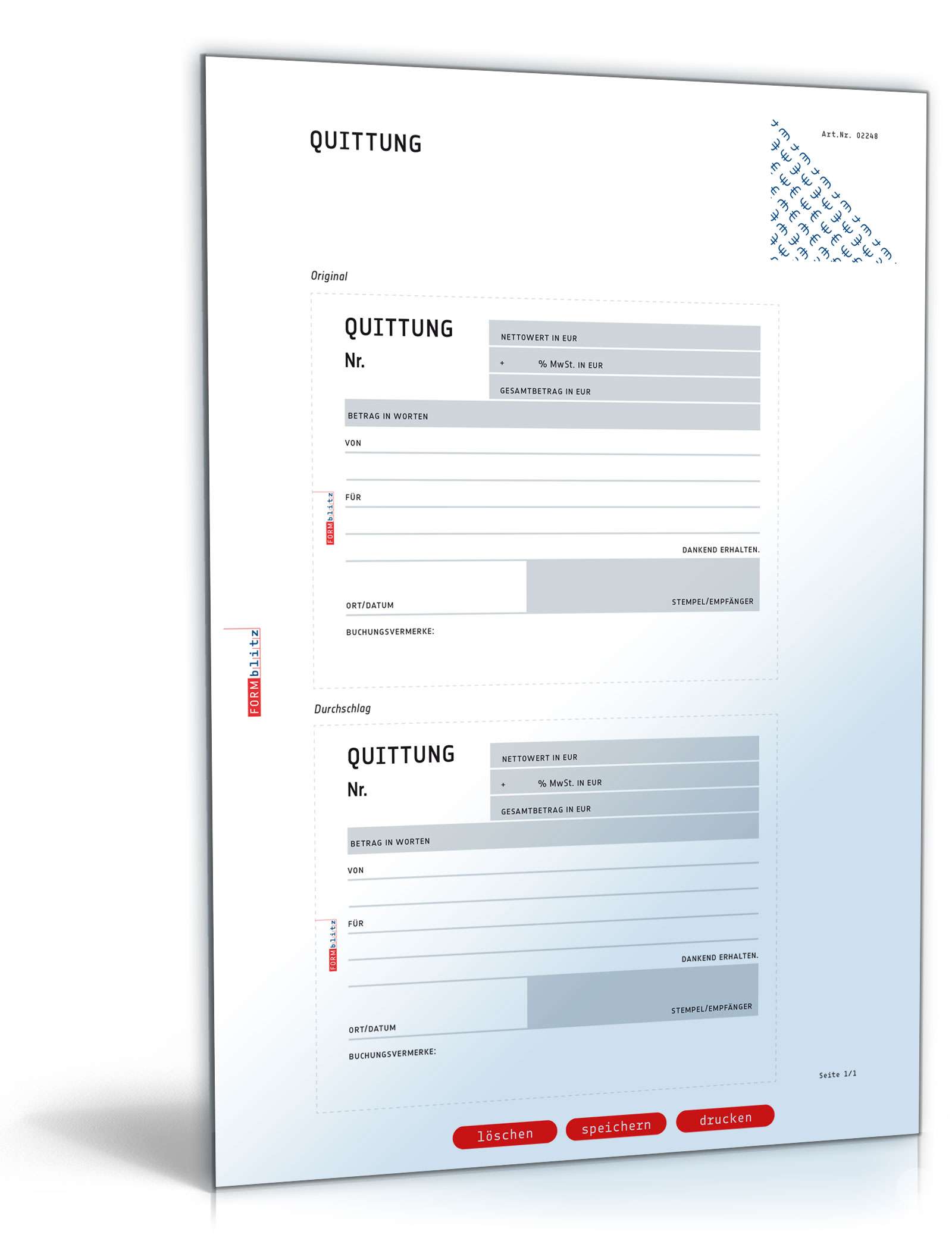 Quittung zum Selbsteintrag PDF