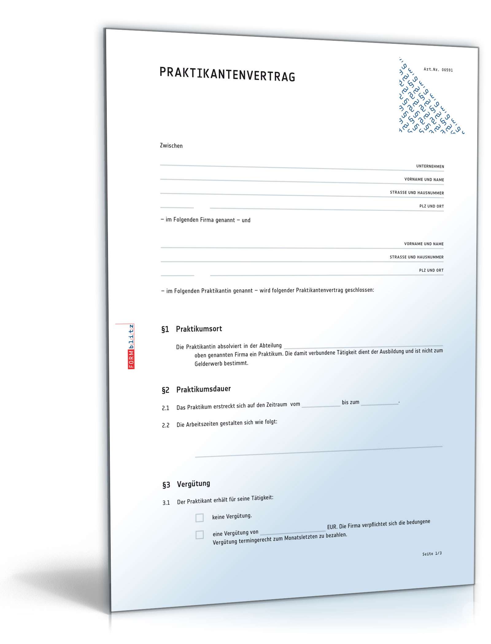 Praktikantenvertrag PDF