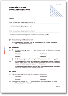 Geschäftlicher Darlehensvertrag Word