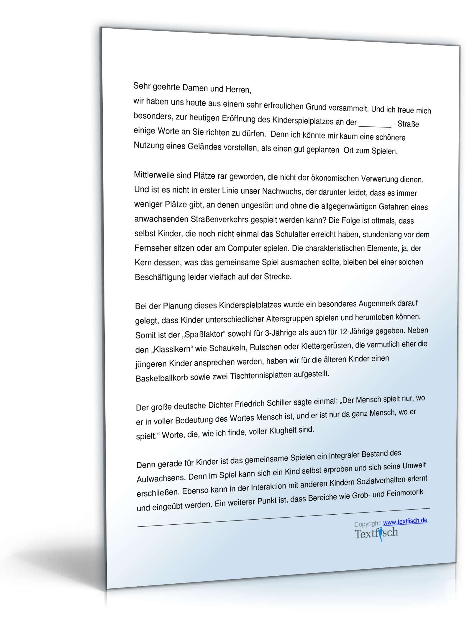 Einweihungsrede - Einweihung eines Spielplatzes  PDF. Seite: 2