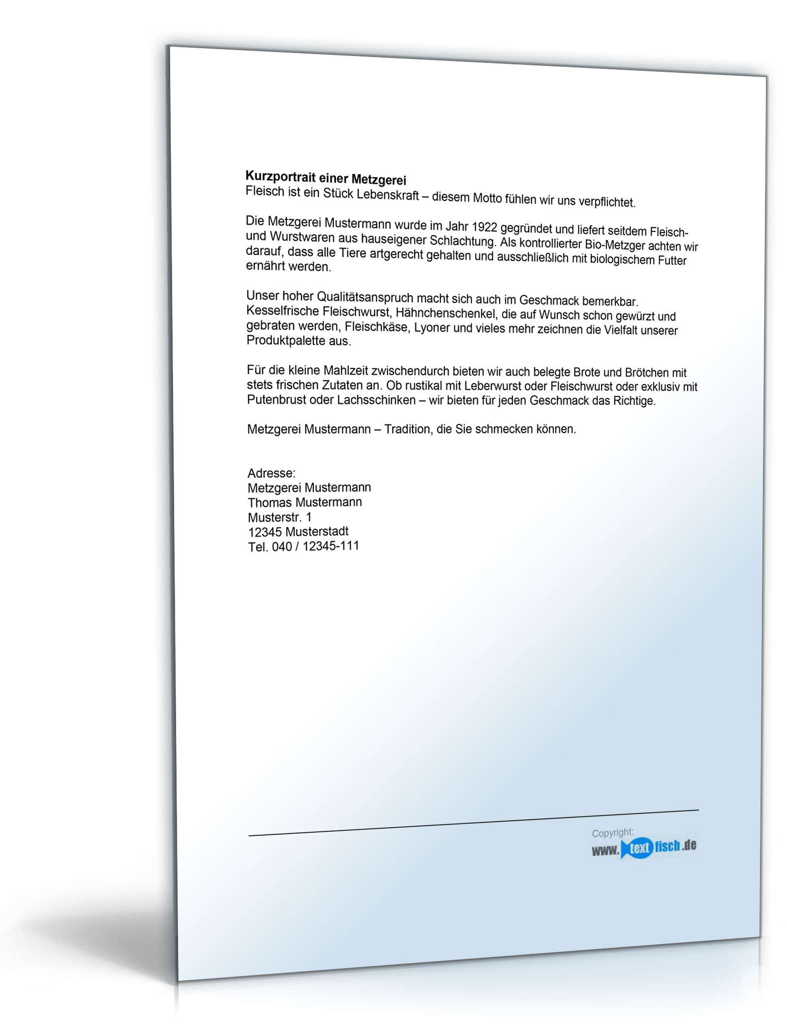 Werbetext für eine Metzgerei