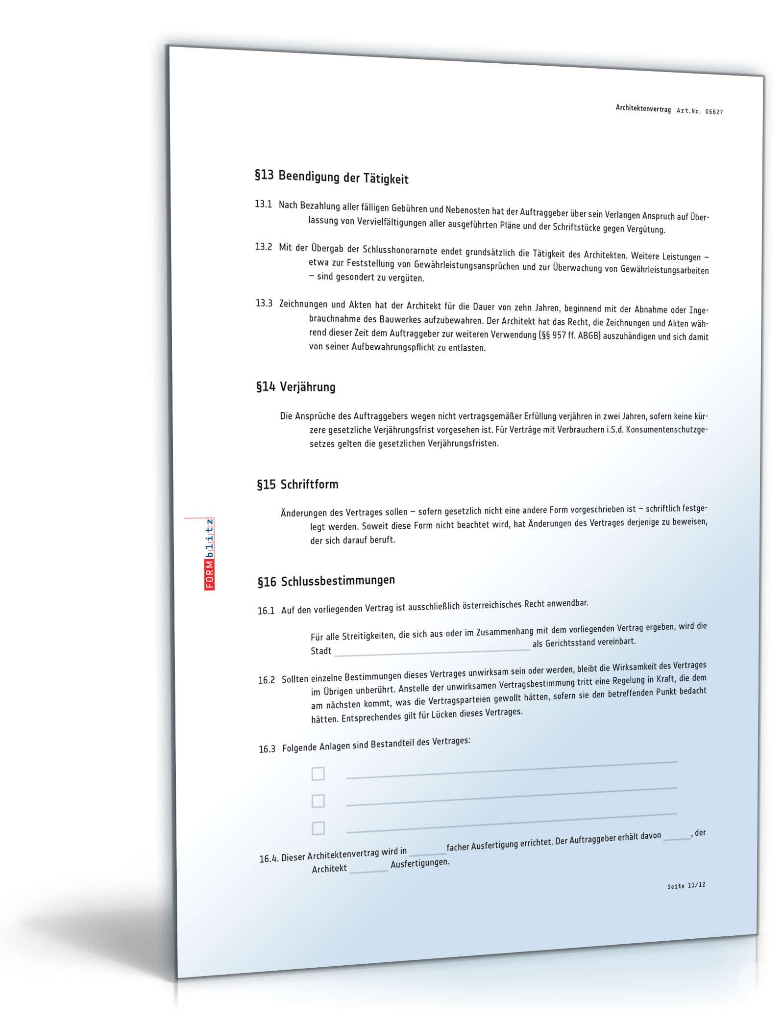Architektenvertrag PDF. Seite: 11