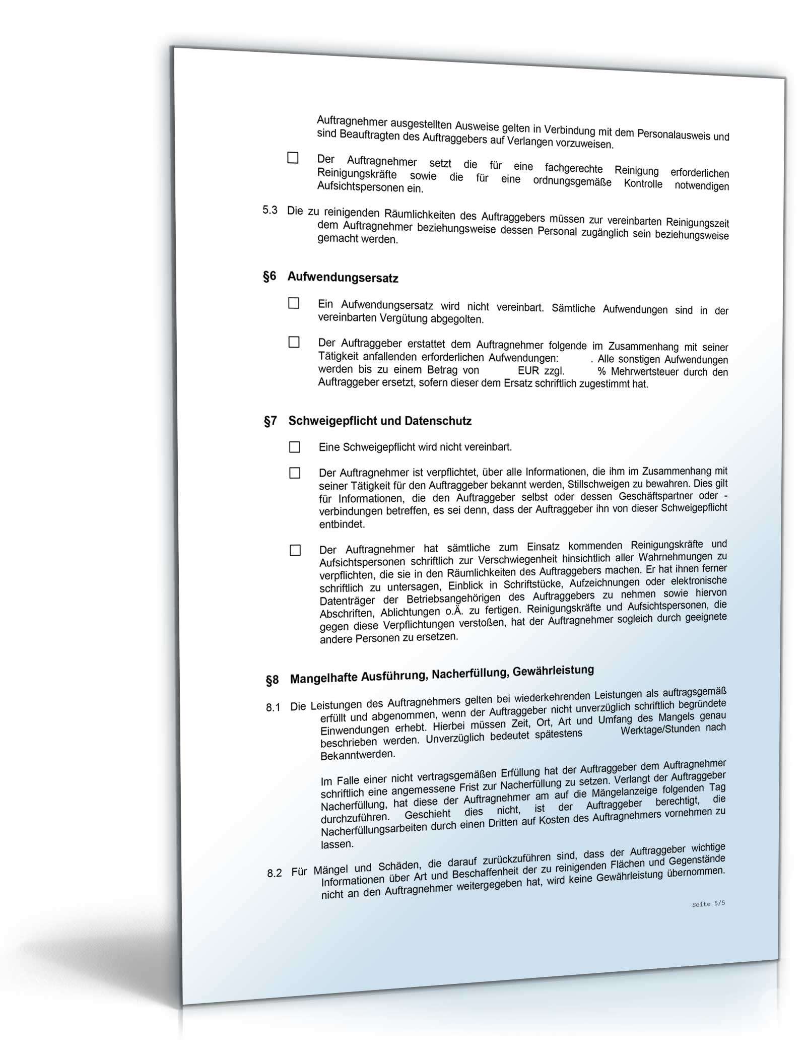 Reinigungsvertrag Word. Seite: 5