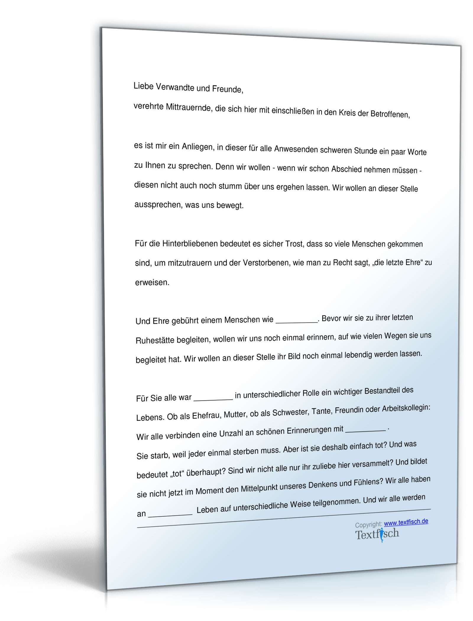 Trauerrede für Verstorbene durch Bestatter PDF. Seite: 2
