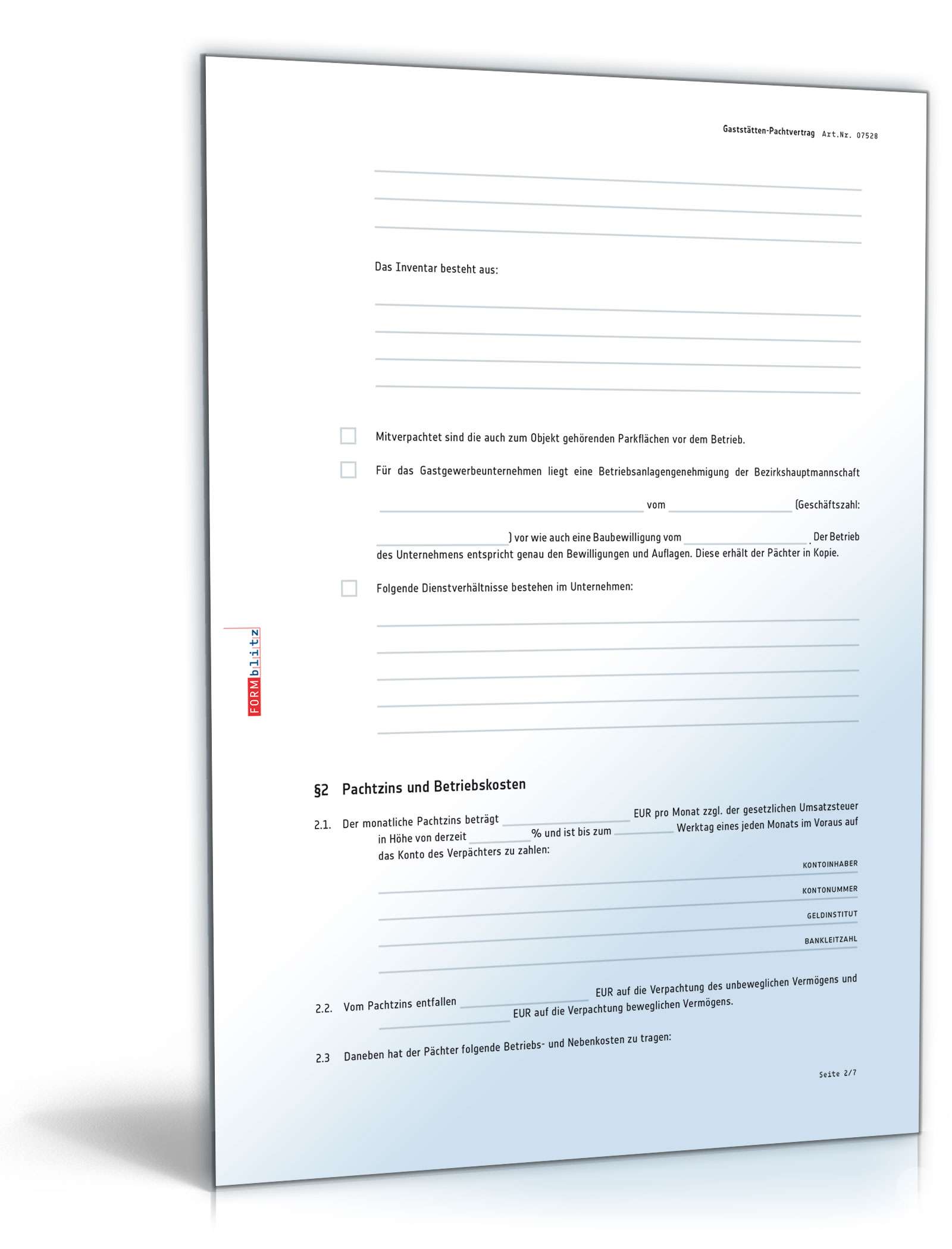 Gaststättenpachtvertrag PDF. Seite: 2