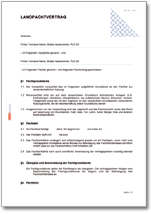 Landpachtvertrag Word