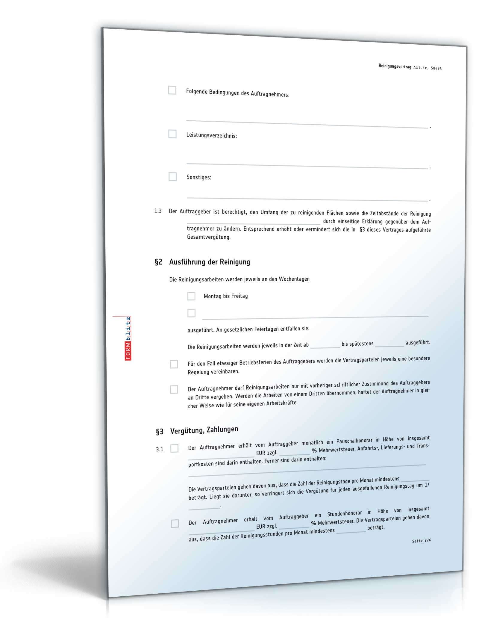 Reinigungsvertrag PDF. Seite: 2