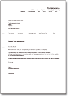 Absage einer Initiativbewerbung (Englisch/Deutsch) Word