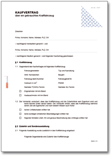 Kaufvertrag über ein gebrauchtes Fahrzeug Word