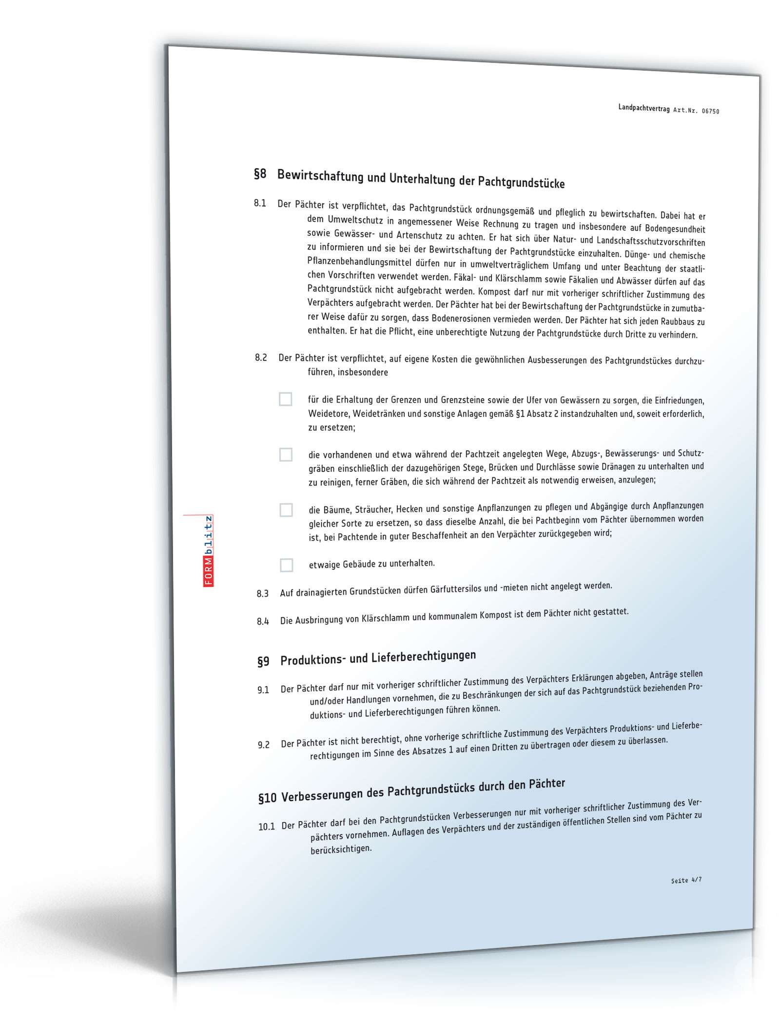 Landpachtvertrag PDF. Seite: 4