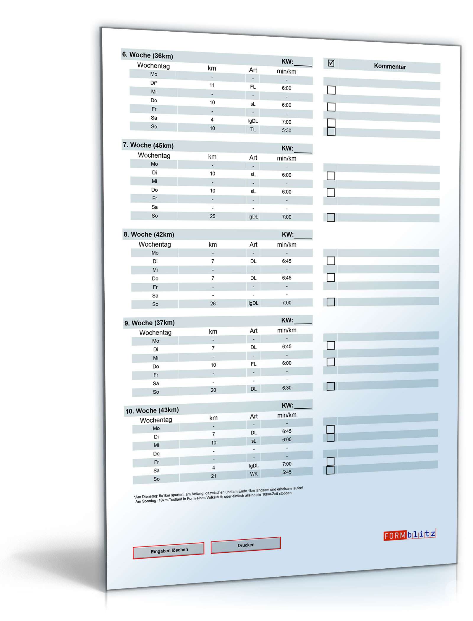 Halbmarathon-Trainingsplan, Zielzeit 2:00 Stunden PDF. Seite: 2