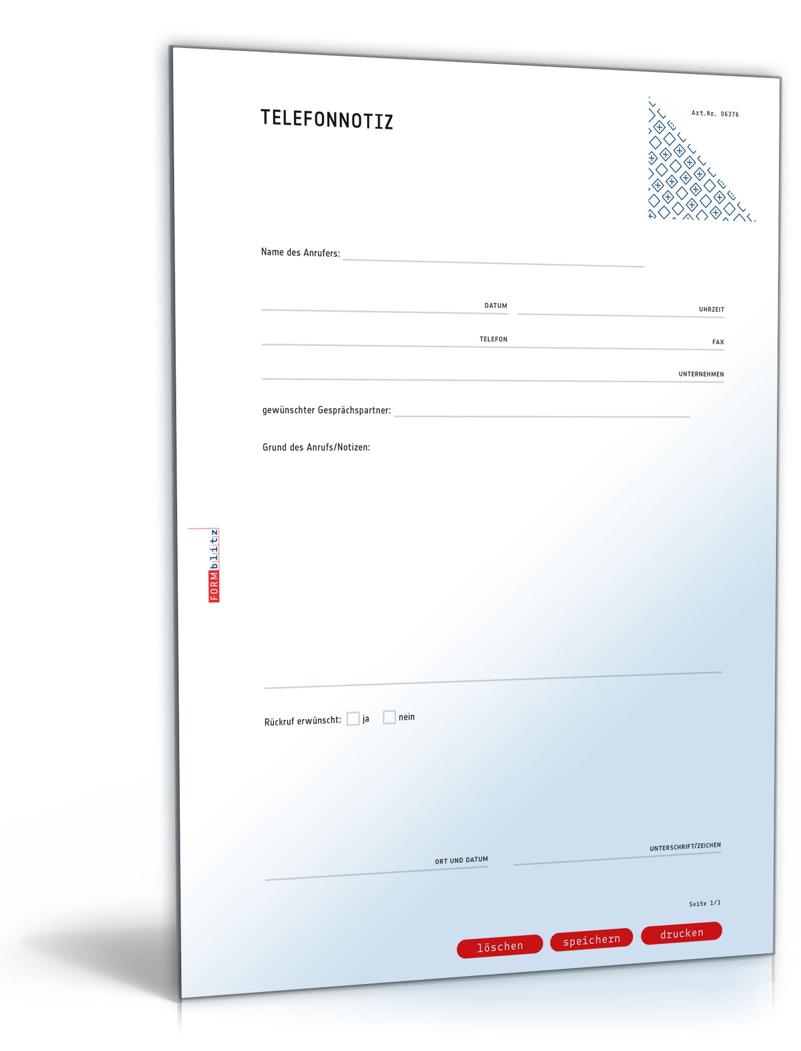 Gesprächsnotiz für ein Telefonat (Telefonnotiz) PDF