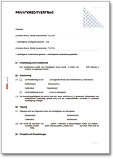 Privat-Kreditvertrag Word