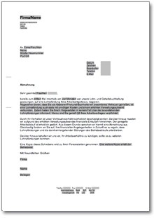 Abmahnung wegen wiederholter Lohnpfändungen Word