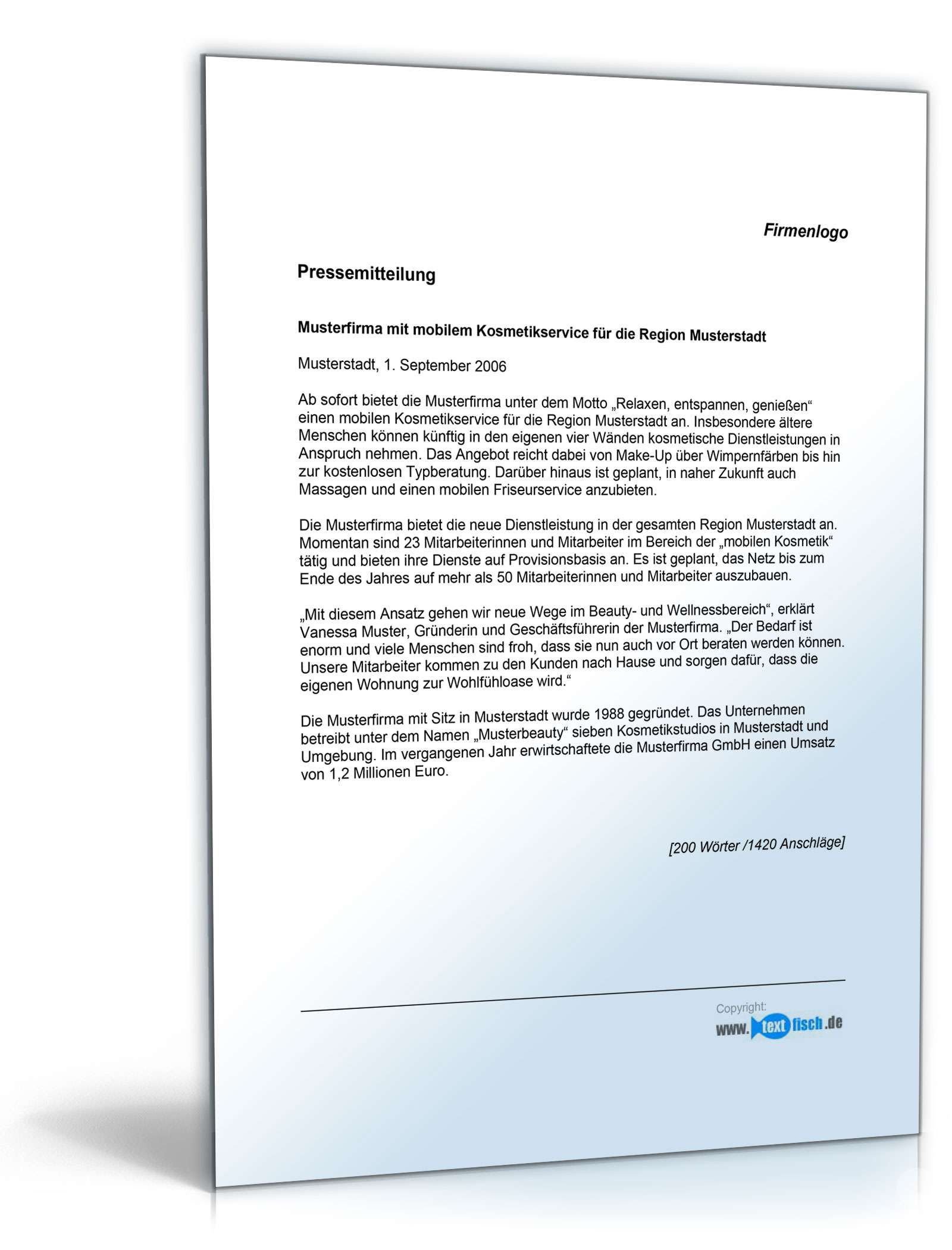 Pressemitteilung Vorstellung einer neuen Dienstleistung