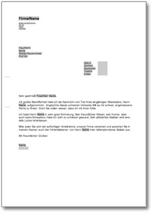 Kondolenzschreiben an den Geschäftsführer Word