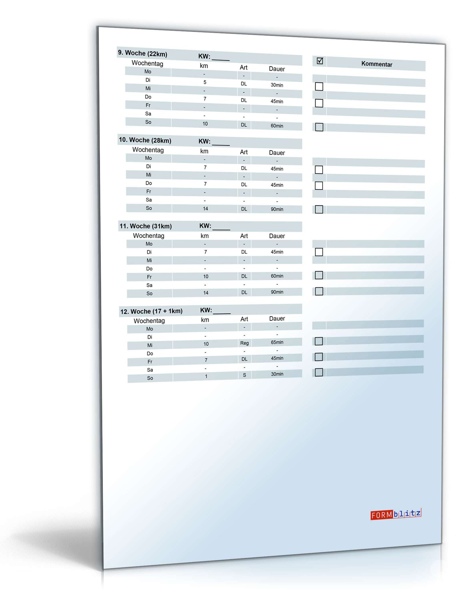 Marathon-Trainingsplan für 4:00 Stunden Zielzeit PDF. Seite: 3
