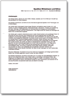 Dienstzeugnis "sehr gut" (Berufskraftfahrer) Word