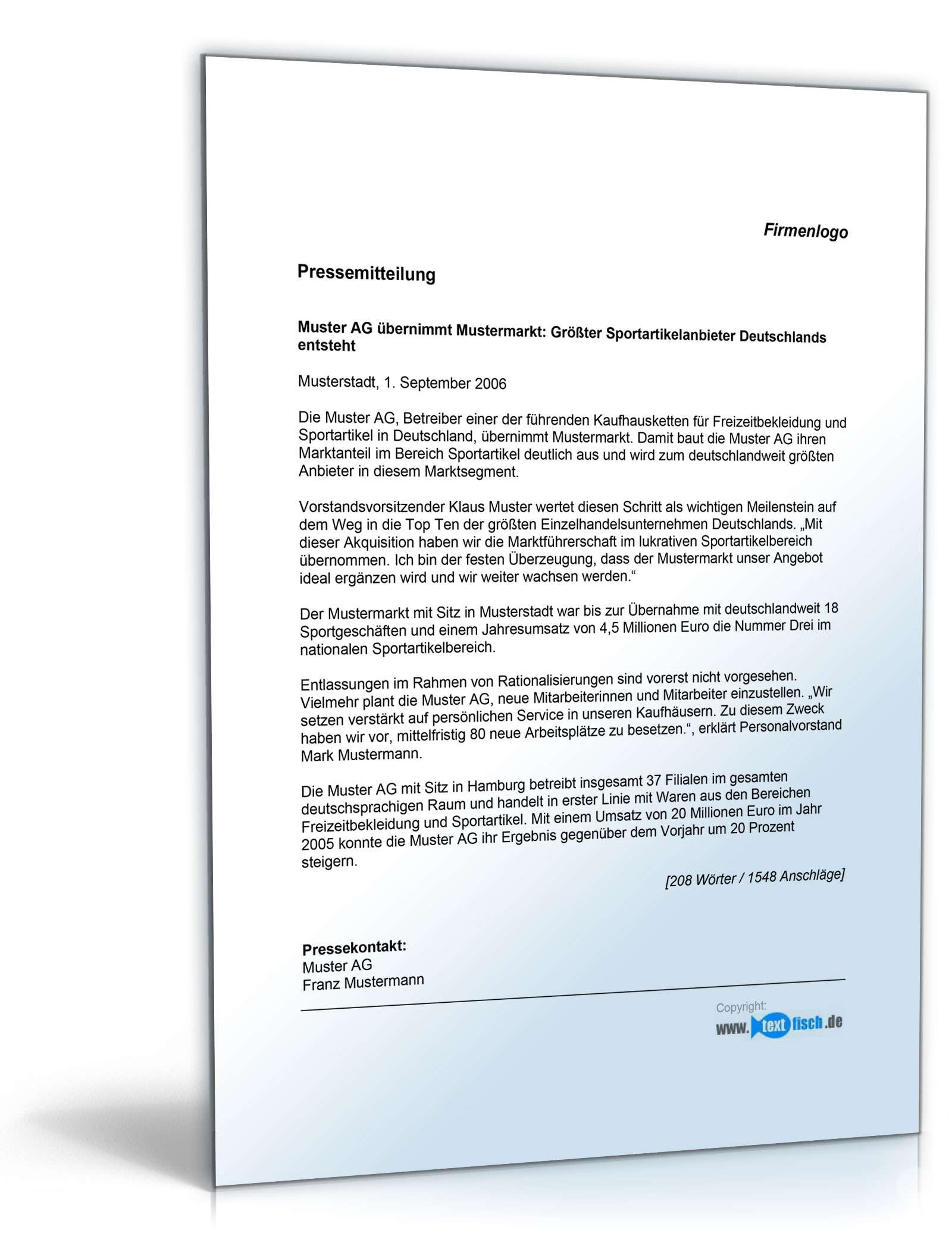 Pressemitteilung zur Übernahme eines Mitbewerbers