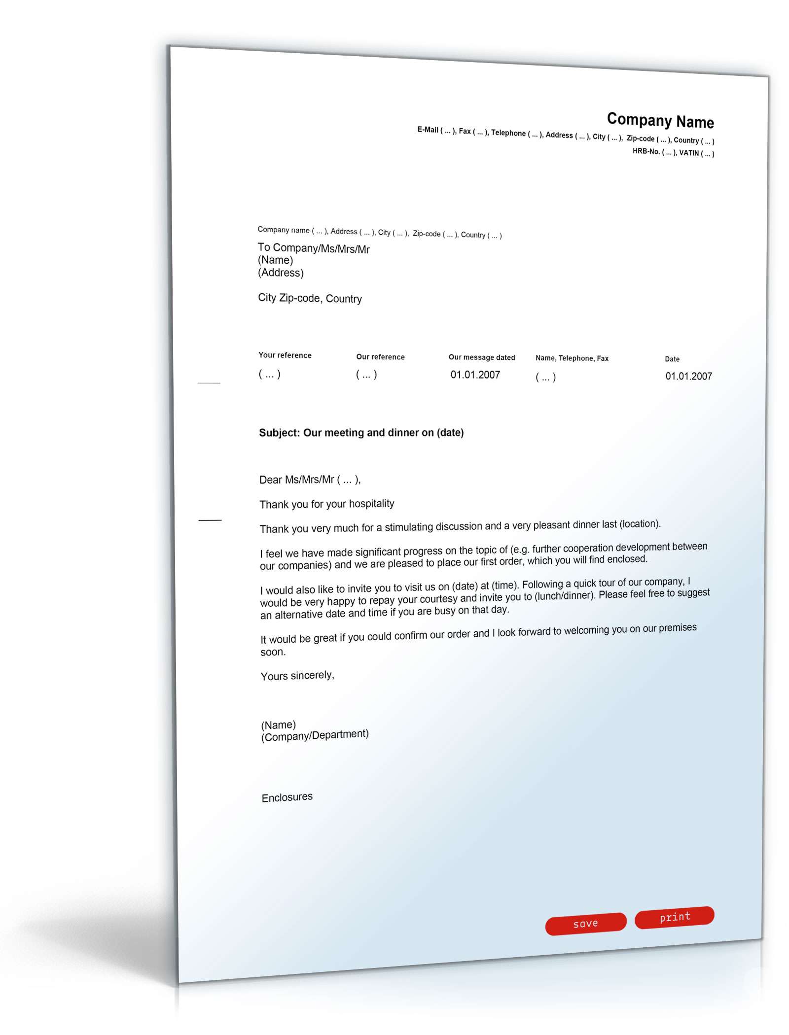 Danksagung für Gastfreundschaft (englisch/deutsch) PDF