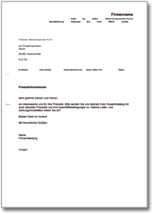 Allgemeine Produktanfrage Word