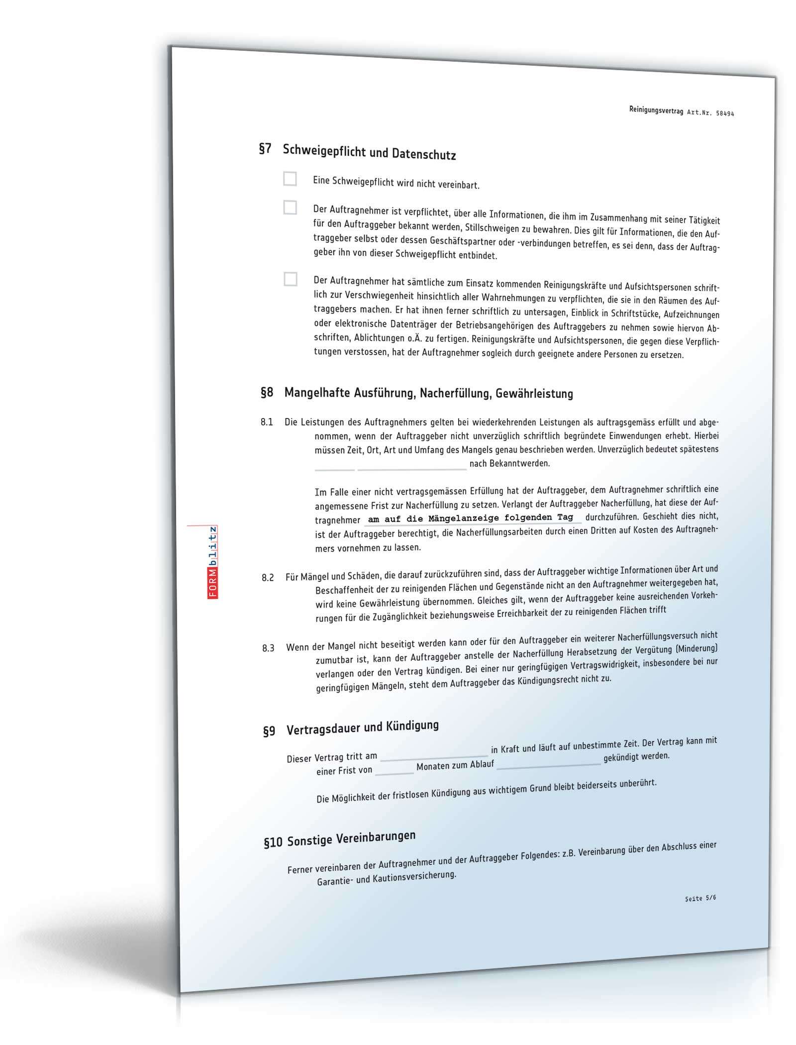 Reinigungsvertrag PDF. Seite: 5