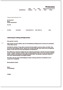 Entschuldigungsschreiben bei Verzögerung des Liefertermins Word