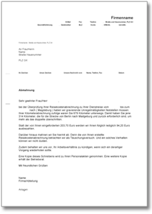 Abmahnung wegen falscher Reisekostenabrechnung Word