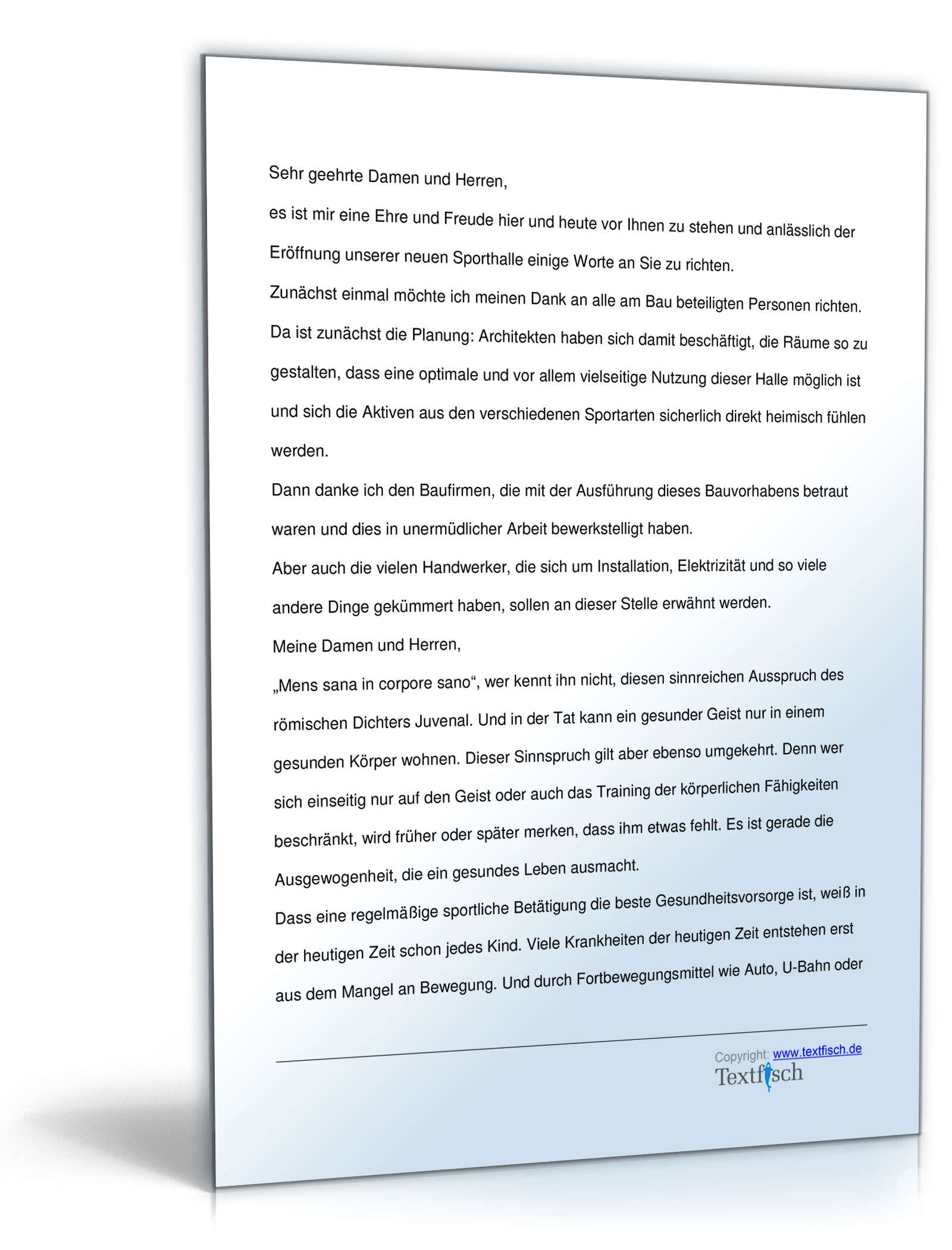 Eröffnungsrede - Eröffnung einer Sporthalle PDF. Seite: 2