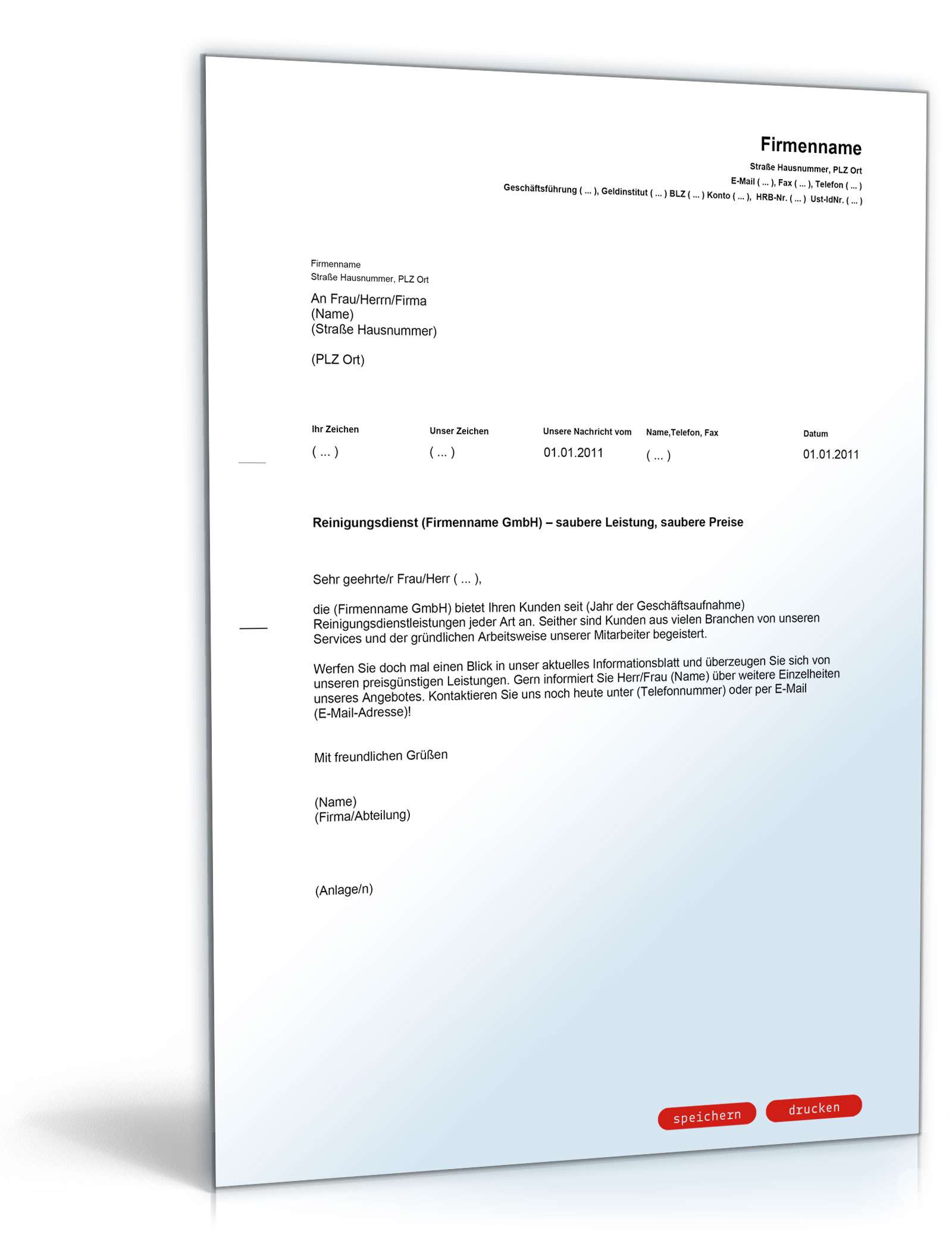 Werbebrief für einen Reinigungsdienst PDF