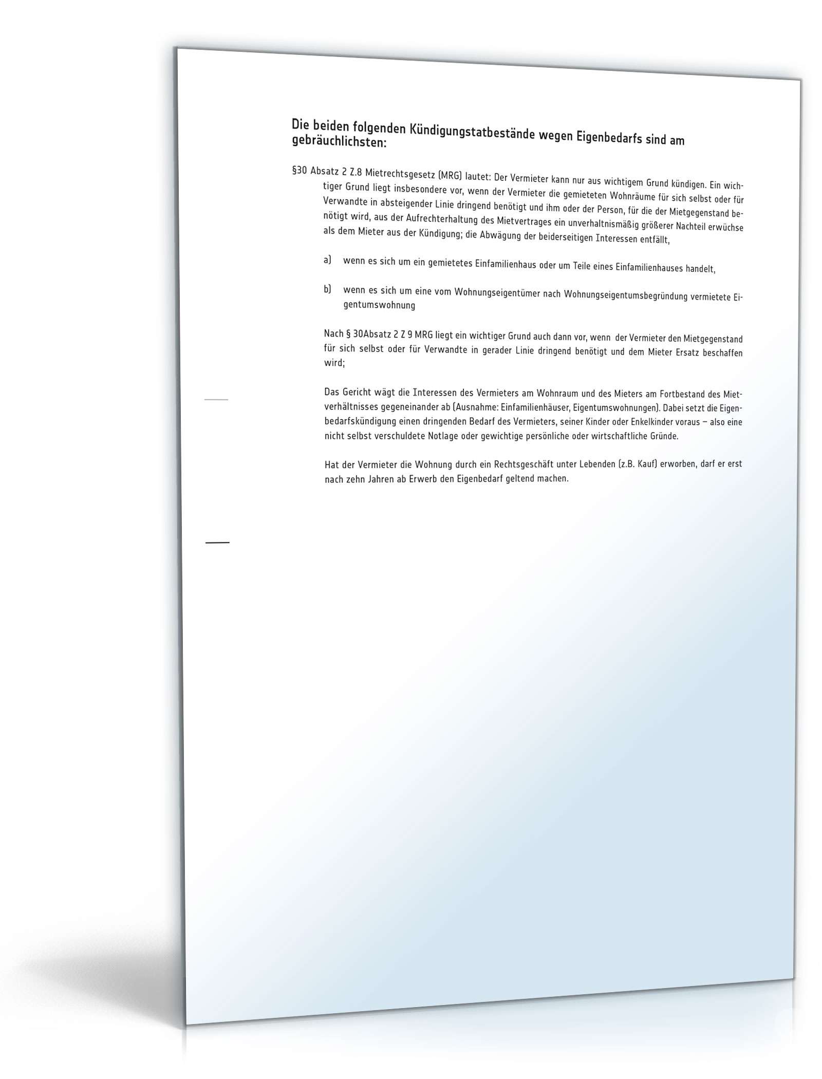 Kündigung wegen Eigenbedarf an einen Mieter PDF. Seite: 2