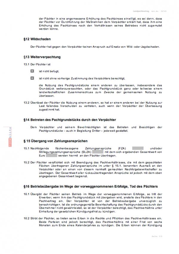 Landpachtvertrag Word. Seite: 3