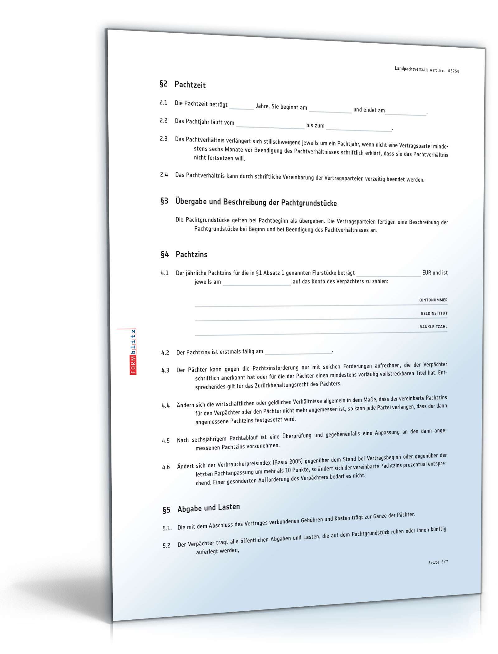 Landpachtvertrag PDF. Seite: 2