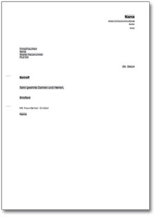 Allgemeiner Musterbrief Word