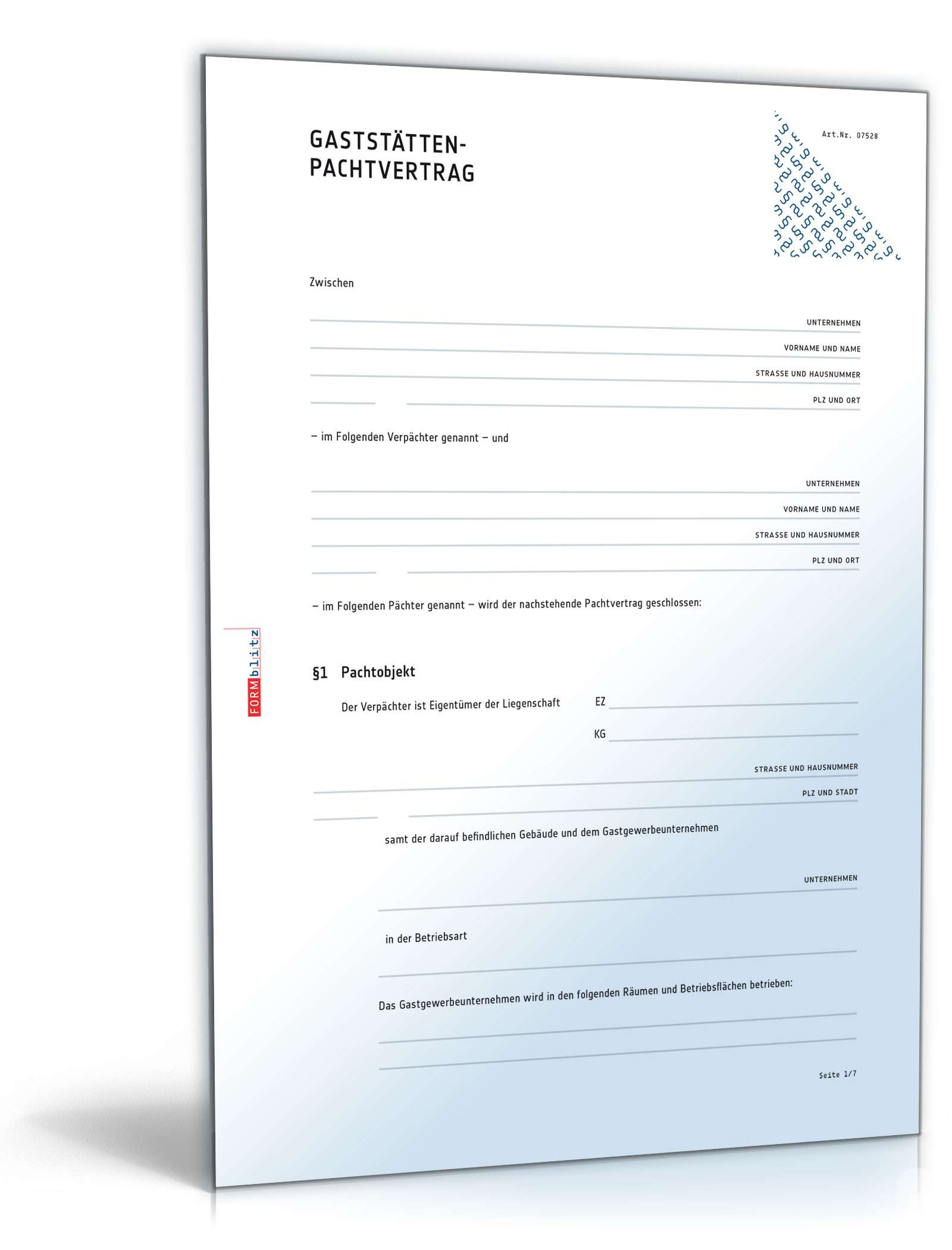 Gaststättenpachtvertrag PDF