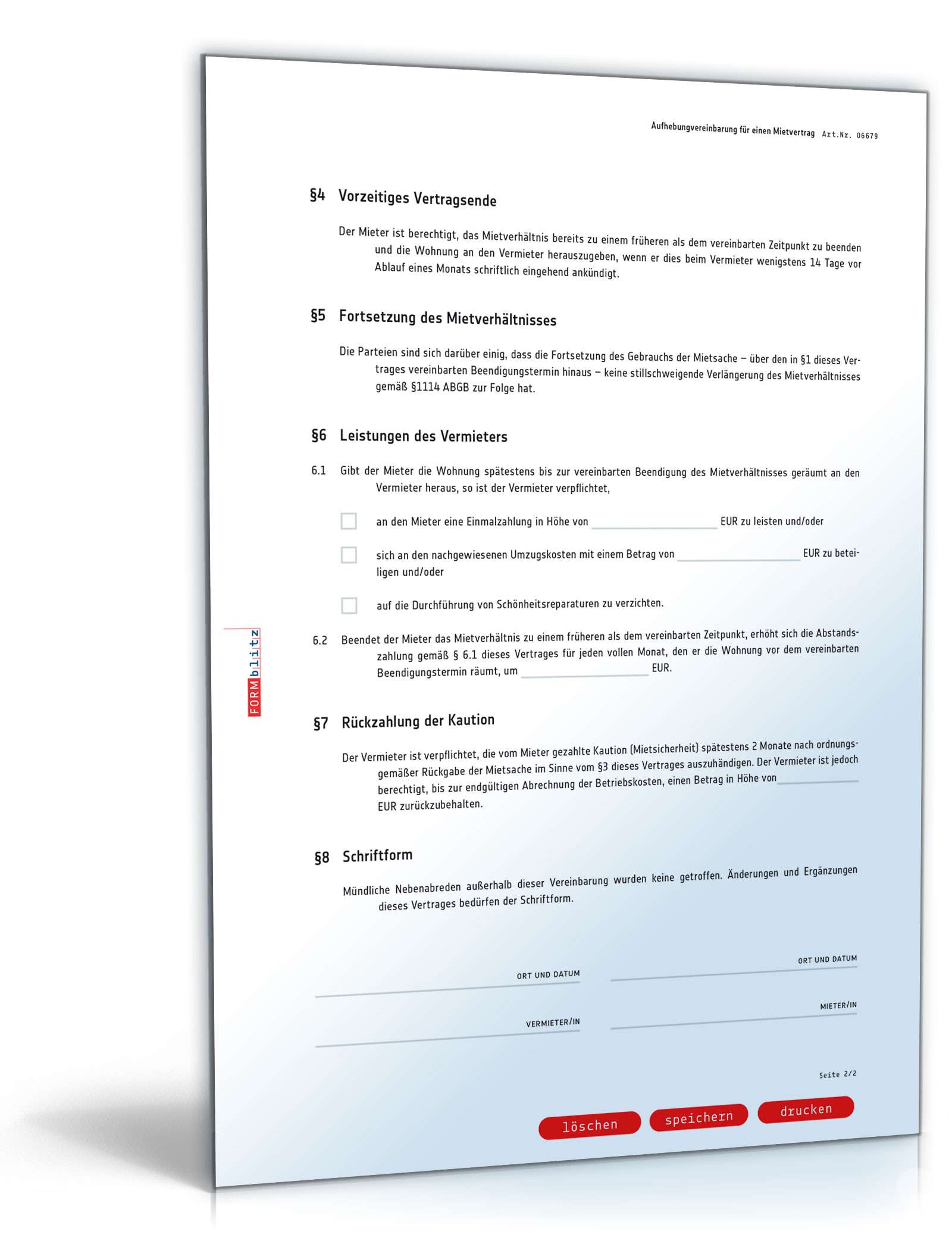 Aufhebungsvereinbarung für einen Mietvertrag PDF. Seite: 2