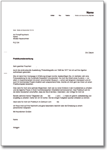 Bewerbung Praktikum Word